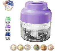 Electric Mini Garlic Chopper Set, Multi-Functional Portable Vegetable Cutter Set, 250/320ml Rechargeable Wireless Food Small Processor For Chili Onion Ginger Celery (Purple,320ml)