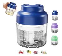 Electric Mini Garlic Chopper Set, Multi-functional Portable Vegetable Cutter Set, 250/ 320ML Rechargeable, Wireless Veggie Grinder, for Chili Onion Ginger (Blue,250ml)
