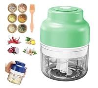 Electric Mini Garlic Chopper Set, Multi-functional Portable Vegetable Cutter Set, 250/320ML Rechargeable Wireless Food Small Processor for Garlic, Chili, Onion, Ginger (Green,250ml)