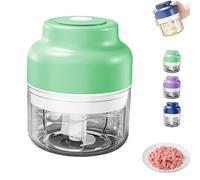 Electric Mini Garlic Chopper Set, Multi-Functional Portable Vegetable Cutter Set, 250/320ML Rechargeable, for Garlic, Chili, Onion, Ginger, and Celery (Green)