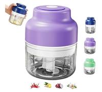 Electric Mini Garlic Chopper Set, Multi-functional Portable Vegetable Cutter Set, 250/ 320ML Rechargeable, Wireless Veggie Grinder, for Chili Onion Ginger (Purple,250ml)