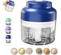 Electric Mini Garlic Chopper Set, Multi-Functional Portable Vegetable Cutter Set, 250/320ml Rechargeable Wireless Food Small Processor For Chili Onion Ginger Celery (Blue,250ml)