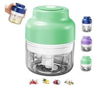Electric Mini Garlic Chopper Set, Multi-functional Portable Vegetable Cutter Set, 250/ 320ML Rechargeable, Wireless Veggie Grinder, for Chili Onion Ginger (Green,250ml)