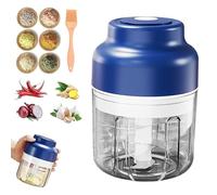 Electric Mini Garlic Chopper Set, Multi-functional Portable Vegetable Cutter Set, 250/320ML Rechargeable Wireless Food Small Processor for Garlic, Chili, Onion, Ginger (Blue,320ml)