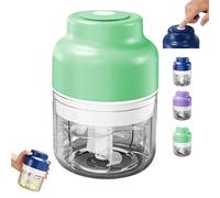 Electric Mini Garlic Chopper Set, Multi-functional Portable Vegetable Cutter Set, 3 Styles, 250/ 320ML Rechargeable Small Food Processor Suitable for Peppers and Garlic (Green,320ml)