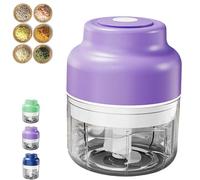 Electric Mini Garlic Chopper Set, Multi-functional Portable Vegetable Cutter Set, Electric Garlic Chopper, for Garlic Ginger Onion Meat Vegetable Chilli (Purple,250m)