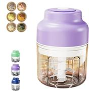 Electric Mini Garlic Chopper Set, Multi-functional Portable Vegetable Cutter Set, Electric Garlic Chopper, for Garlic Ginger Onion Meat Vegetable Chilli (Purple,320ml)