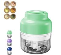 Electric Mini Garlic Chopper Set, Multi-functional Portable Vegetable Cutter Set, Electric Garlic Chopper, for Garlic Ginger Onion Meat Vegetable Chilli (Green,250m)