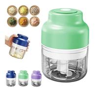 Electric Mini Garlic Chopper Set, Multi-functional Portable Vegetable Cutter Set, Veggie Grinder, 250/ 320ML Rechargeable Small Food Processor for Chili Onion Ginger Celery (Green,250ml)
