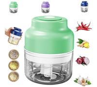 Electric Mini Garlic Chopper Set, Multi-Functional Portable Vegetable Cutter Set, Veggie Grinder, 250/320ml Rechargeable, Small Food Processor For Chili Onion Ginger (Green,320ml)
