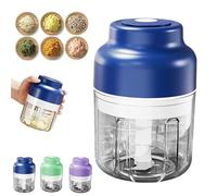 Electric Mini Garlic Chopper Set, Multi-functional Portable Vegetable Cutter Set, Veggie Grinder, 250/ 320ML Rechargeable Small Food Processor for Chili Onion Ginger Celery (Blue,250ml)