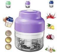 Electric Mini Garlic Chopper Set, Multi-Functional Portable Vegetable Cutter Set, Veggie Grinder, 250/320ml Rechargeable, Small Food Processor For Chili Onion Ginger (Purple,250ml)