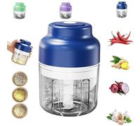 Electric Mini Garlic Chopper Set, Multi-Functional Portable Vegetable Cutter Set, Veggie Grinder, 250/320ml Rechargeable, Small Food Processor For Chili Onion Ginger (Blue,250ml)