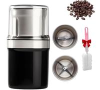 Electric Multi-use Cup Grinder - Large Capacity Stainless Steel, Electric Coffee Spice Grinder for Home Use, One-Touch Detachable Cup Coffee Mill for Grain Nuts Coffees Bean Spice (Double Cup)