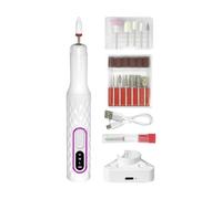Electric Nail Drill File | ABS, 5.1in X 1in X 1in, Silver/Violet | Portable Rechargeable Manucure Polisher, Low Noise, Anti-Splash | Safety Nail Grinder For Home Use