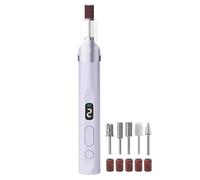 Electric Nail File - Rechargeable Quiet Grinder, Bright LED Light Portable Manucure Kit, Dead Skin Callus Remover Tool, Smooth Shaping Gel Trimmers Base - For Women Men Salon Users