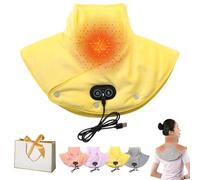 Electric Neck and Shoulder Heating Pad with Vibration, ThermaEase Pro Therapeutic Heat & Vibration Wrap for Instant Neck Pain Relief with 3 Heat Settings, Heated Necks Wrap for Women Man (Yellow)