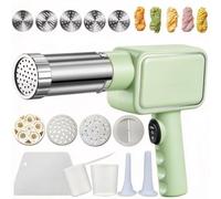 Electric Pasta Maker, Handheld Pasta Maker Machine | Cordless Electric Noodle Maker with 5 Discs, 304 Stainless Steel, 1500mAh, for Noodles & Sausages(Light Green)