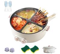 Electric Pots 4 Compartment, Multi-functional Household 6 Liters Capacity Hot Pot, Integrated Hot Pots Mandarin Duck Electric Chafing Dish, Four Grid Multifunctional Stew Pot for Family Gatherings