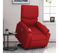 Electric Power Lift Recliner Chair for Elderly, Red Faux Leather Reclining with Massage & Heat, Power Lift Assist Chair for Living Room Bedroom, Comfortable Home Theater Seat, Max Load 110kg