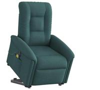 Electric Power Lift Recliner Chair with Massage for Elderly, 6-Point Vibration, USB Powered, 135 Degree Tilt, Dark Green Fabric, Comfortable Home Office Reclining Seat with Side Max Load 110kg