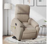 Electric Power Lift Recliner Chair with Massage for Elderly and Adults, Heated Vibrating Reclining Chair, Taupe Fabric, 6-Point Massage, USB Powered, Remote Control, 135 Degree Tilt, Max Load 110kg