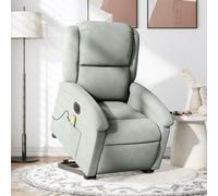 Electric Power Lift Recliner Chair with Massage for Elderly, Grey Velvet Adjustable Reclining Chair with Remote, 6-Point Vibration, 135° Tilt & Side Pocket, Comfortable Home Living Room Seat