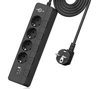 Electric Power Strip (4000W/16A), Power Strip Surge Arrester 500J With Individual Switches With 4 Sockets And 3 Usb Ports (2.4A), Usb Power Strip With 2 M Cord For Home Office (Black)