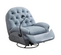 Electric Power Zero Gravity Fauteuil inclinable pivotant à 360° et inclinable à 170° réglable à 170° - Coussins en peluche double couche, confort semblable à un nuage et rangement pratique, gris