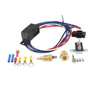Electric Radiator Fan Relay Kit DC12V/24V Thermostat Switch | Pure Copper Terminals, Flame Retardant Material, 40A Capacity, Dustproof Design, Easy 4-wire Install For Auto Control