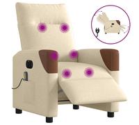 vidaXL Fauteuil inclinable de massage électrique crème tissu