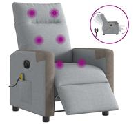 vidaXL Fauteuil de massage inclinable électrique gris clair tissu