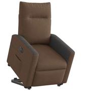 Electric Recliner Chair for Elderly with Lift and Massage, Power Lift Recliner Brown Fabric Reclining Chair with Heat, Wide Seat for Living Room Bedroom, Remote Control, 135 Tilt, 110kg Capacity
