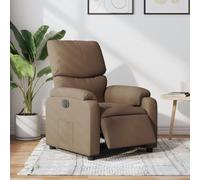 Electric Recliner Chair with Power Lift and Massage, Brown Fabric Reclining Sofa for Living Room, Adjustable Headrest and Lumbar Support, Heated Seat for Home Theater and Relaxation, Max Load 110kg