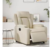 Electric Recliner Chair with Power Lift, Cream Faux Leather Massage Recliner Sofa for Living Room, Adjustable Headrest and Lumbar Support, 135 Degree Tilt, USB Ports, Side Pocket, Max Load 110kg