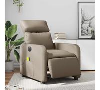 Electric Recliner Massage Chair with Vibration, Adjustable Footrest, Cappuccino Faux Leather, 6-Point Massage for Living Room and Bedroom, Comfortable Home Office Chair with Side Max Load 110kg