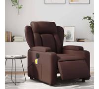 Electric Recliner Massage Chair with Vibration, Brown Faux Leather Adjustable Lounge Chair for Living Room and Bedroom, USB Powered Relaxation with Remote Control, 135 Degree Tilt, Supports 110kg
