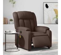 Electric Recliner Massage Chair with Vibration, Brown Faux Leather Adjustable Lounge Chair for Living Room and Bedroom, Comfortable Home Office Relaxation Seat with Side Pocket and USB Power