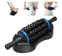 Electric Rolling Percussive Massager,Hands-Free Base, 5-Speed Rechargeable Fascia Roller for Back, Legs, Feet, Deep Tissue Muscle Recovery(A)