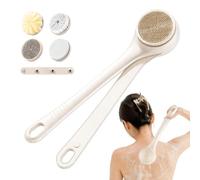 Electric Rotating Shower Brush - 2-Speed Body Scrubber With 4 Heads | | 3.86x3.07x14.96in Size | 1200mAh Battery | Waterproof Design | Double Handle | , Cleansing, & Massage Tool