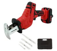 Electric Saw Cordless Handheld Butcher Saw with 4 Blades & LED Light & Safe Lock for Wood, Plastic, Metal, Tree Meat Bone 1 Battery