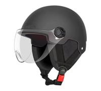 Electric Scooter Half Helmet with Ear Flaps - Sun Visor Bike Helmet | High-Strength ABS Shell, Soft Ear Flaps with Reflective Strip, Anti-UV Visor & Breathable Multi-Layer Safety