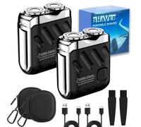 Electric Shaver for Men, Mini Portable Travel Rotary Shaver, IPX7 Waterproof Type-C Rechargeable Beard Trimmer for Home, Travel, Business Trip & Wet Dry Shaving (Black*2)