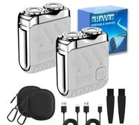 Electric Shaver for Men, Mini Portable Travel Rotary Shaver, IPX7 Waterproof Type-C Rechargeable Beard Trimmer for Home, Travel, Business Trip & Wet Dry Shaving (Gray*2)