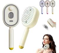Electric Spray Air Cushion Massage Comb,3-In-1 Electric Spray Massage Comb Self-Cleaning Steam Hair Brush,Electric Spray Air Cushion Brush for Dry Frizzy,Damaged Hair (Beige)