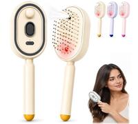 Electric Spray air Cushion Massage Comb, 5 in 1 air cushion brush, Hydrating mist Electric Massage Comb for Both Long/Short Hairs Home Spa Cleaning Grooming Styling Detangling (Beige)