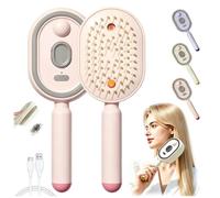 Electric Spray Air Cushion Massage Comb, Self-Cleaning Anti-Tangle Electric Spray Air Cushion Brush, 3-in-1 Detangling Comb,Anti-Static Volumizing Hairbrush for Frizzy Hair (rose)