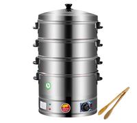Electric Steamer 3 Tier Stainless Steel with Thermostatic Control 4300W for the Perfect Breakfast