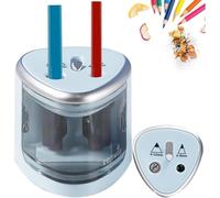 Electric Taille-Crayon Automatique Professionnel, robuste, antidérapant, double trou, automatique, sans fil, avec grand récipient, pour la maison, l'école, le bureau, les enfants et les filles, Bleu