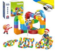 Electric Train Routes with Mix-and-Match STEM Cubes, Track Fusion Train Routes, 3D Infinity Trains Route, DIY Electric Railway Builder Kits with Moving Trains, Gift Idea for Ages 3+ (81 pcs)